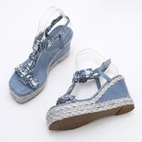 Trendin Mode Women's Velvet High Wedge Sandals 10cm Heel - Image 2