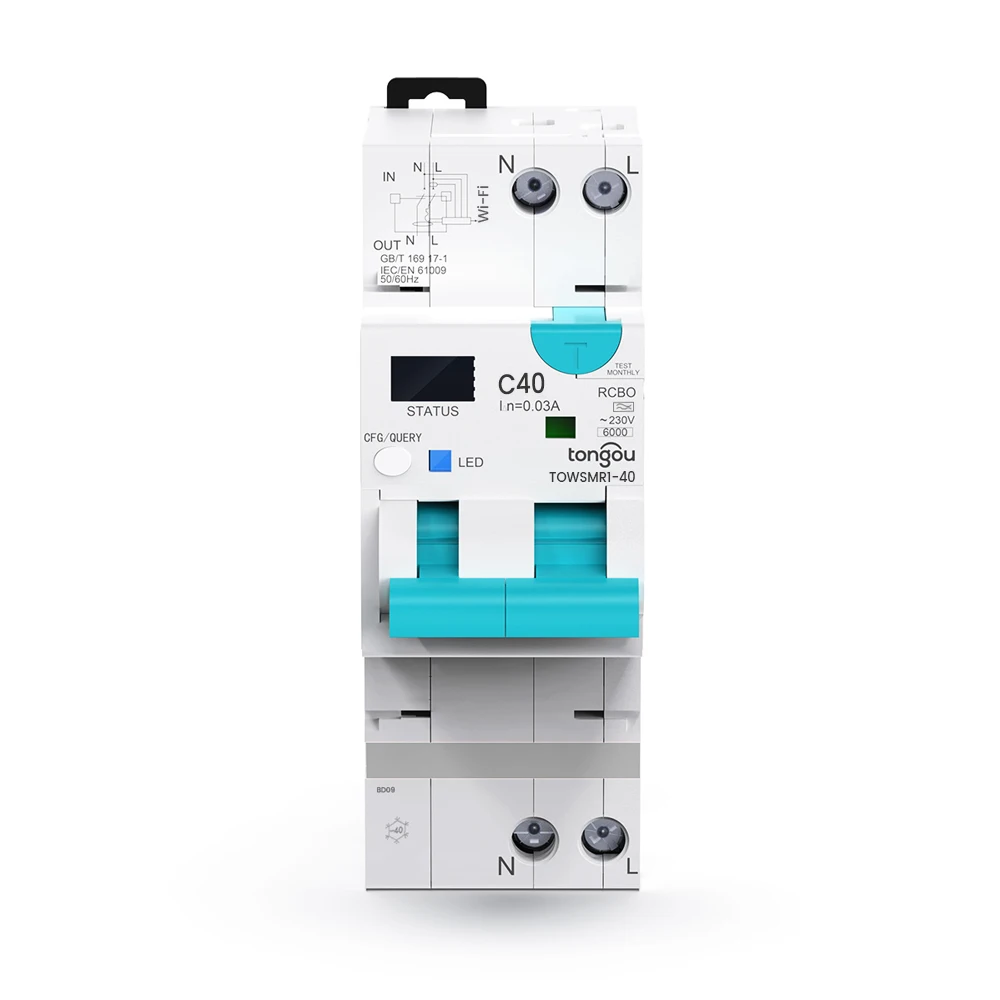 WIFI RCBO TYPE A Adjustable Smart Circuit Breaker Residual Current Circuit breaker With Over Current and Leakage Protection 40A