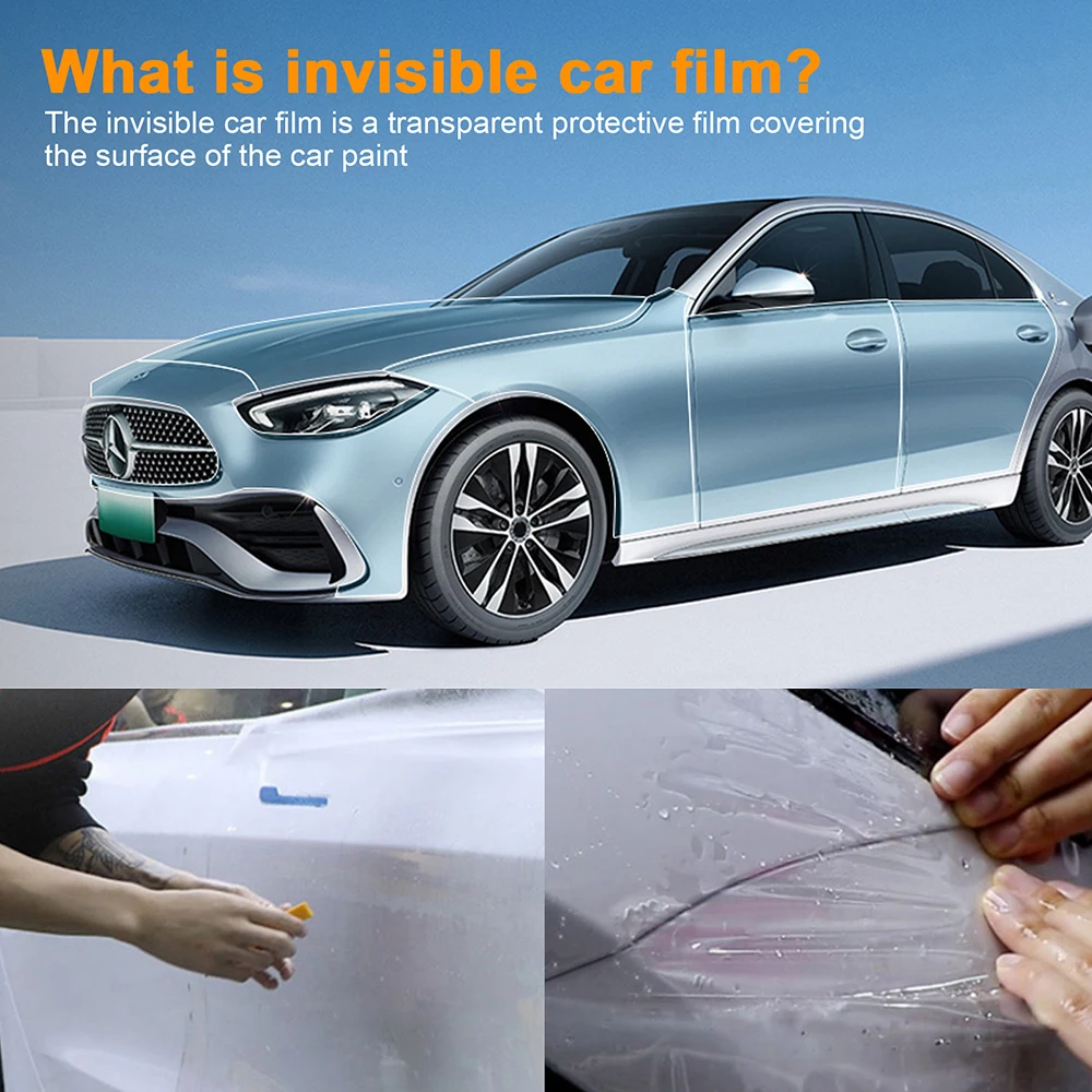 Dla Mercedes Benz C Klasa W206 2022 2023 Silnik Samochodowy Błotnik Tylny Niewidoczny Przezroczysty Naklejki Wykończeniowe Tpu Anty-Pasek Zderzeniowy