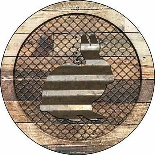 

Rabbit Fence Fencing 12" Round Aluminum Metal Sign Rustic Home Farm Wall Decor