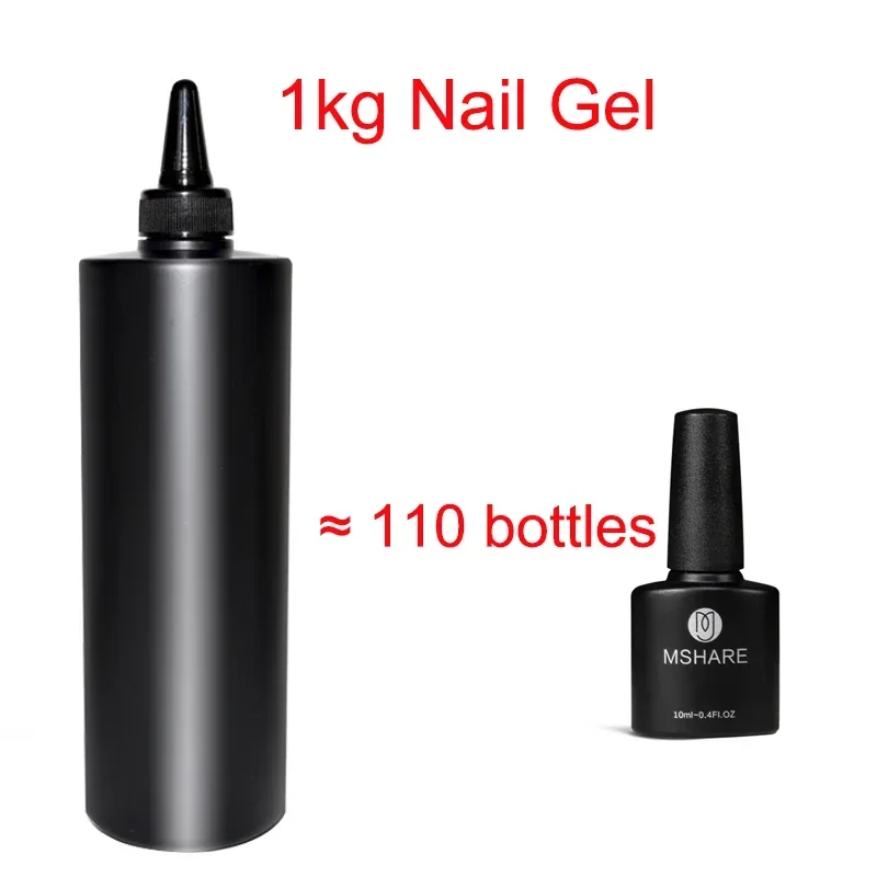 MSHARE 1kg /500g Non Wipe Top Coat Gel Polish Without Sticky Layer Shinning Soak Off No Cleaning Refill Package Big Volume 5