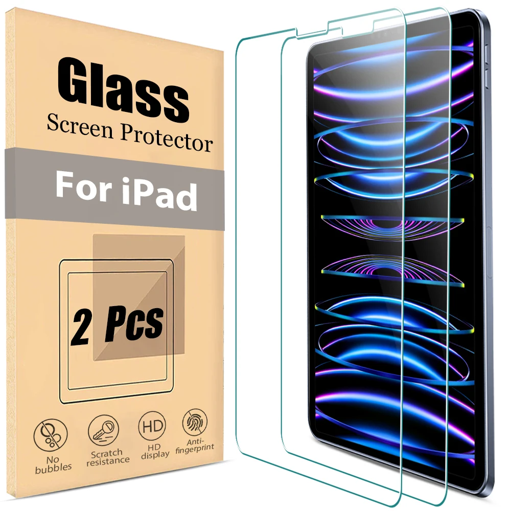 

2Pcs Tempered Glass For Ipad Pro 11 12.9 6th 2022 Mini 6 Air 5 4 Screen Protector For Ipad Air 3 10th 9th 8th Gen 10.9 10.2 Film