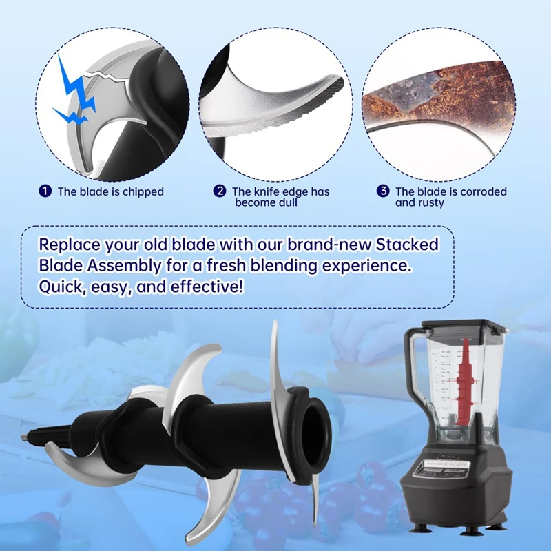 AD-Blender Blade Replacement For Ninja 72 Oz Pitcher, Replacement Parts For Nutri Ninja 1100W 1200W 1500W BL610 CT610 BL640
