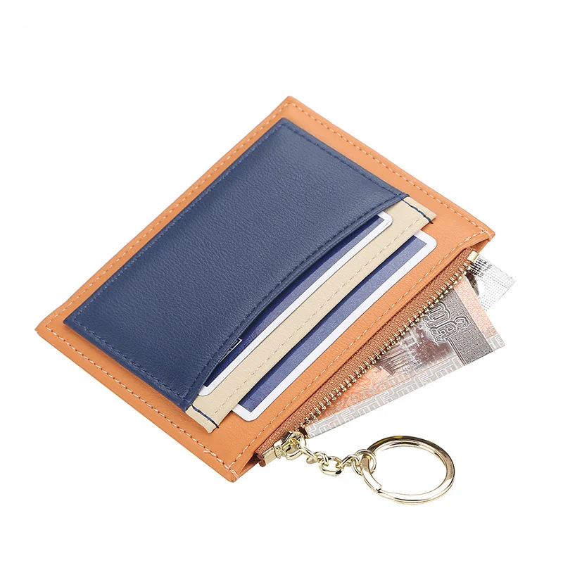 2023 New PU Leather Wallets For Men Money Bags Multi-card Version Mini Keychain Wallet ID Credit Card Holders Zipper Coin Purses
