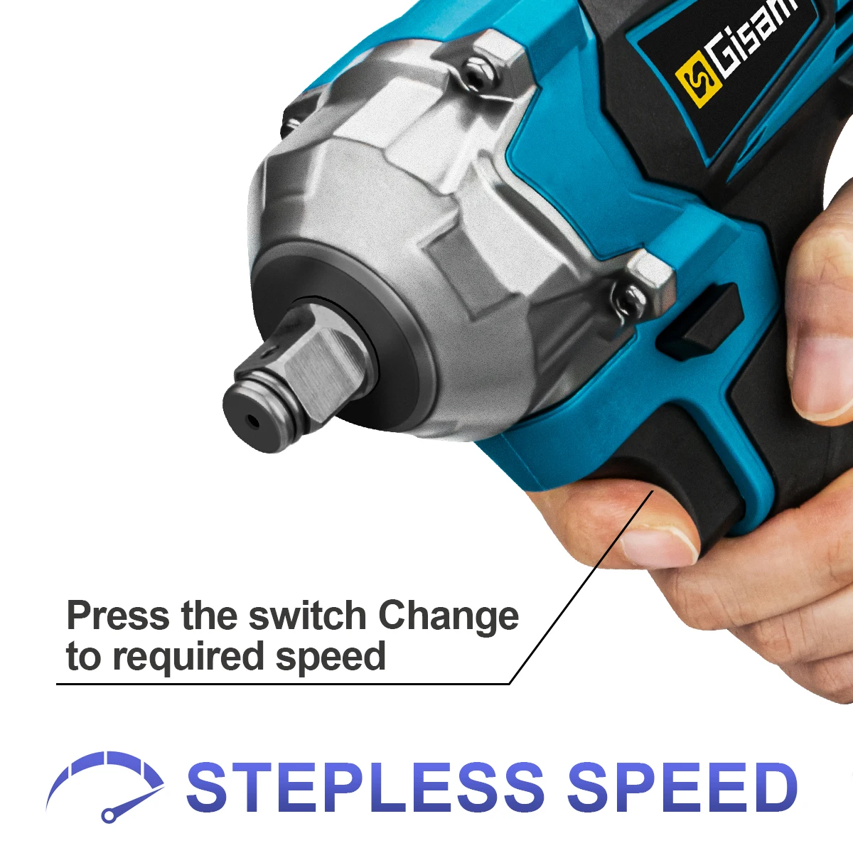 1200N.M Brushless Electric Impact Wrench 1/2 inch Cordless Wrench Screwdriver Po