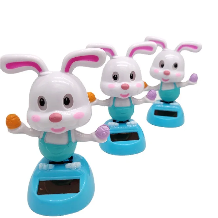 Cartoon Ice Cream Rabbit Swinging Doll Solar Car Ornament Car Interior Decoration Children's Solar Toys