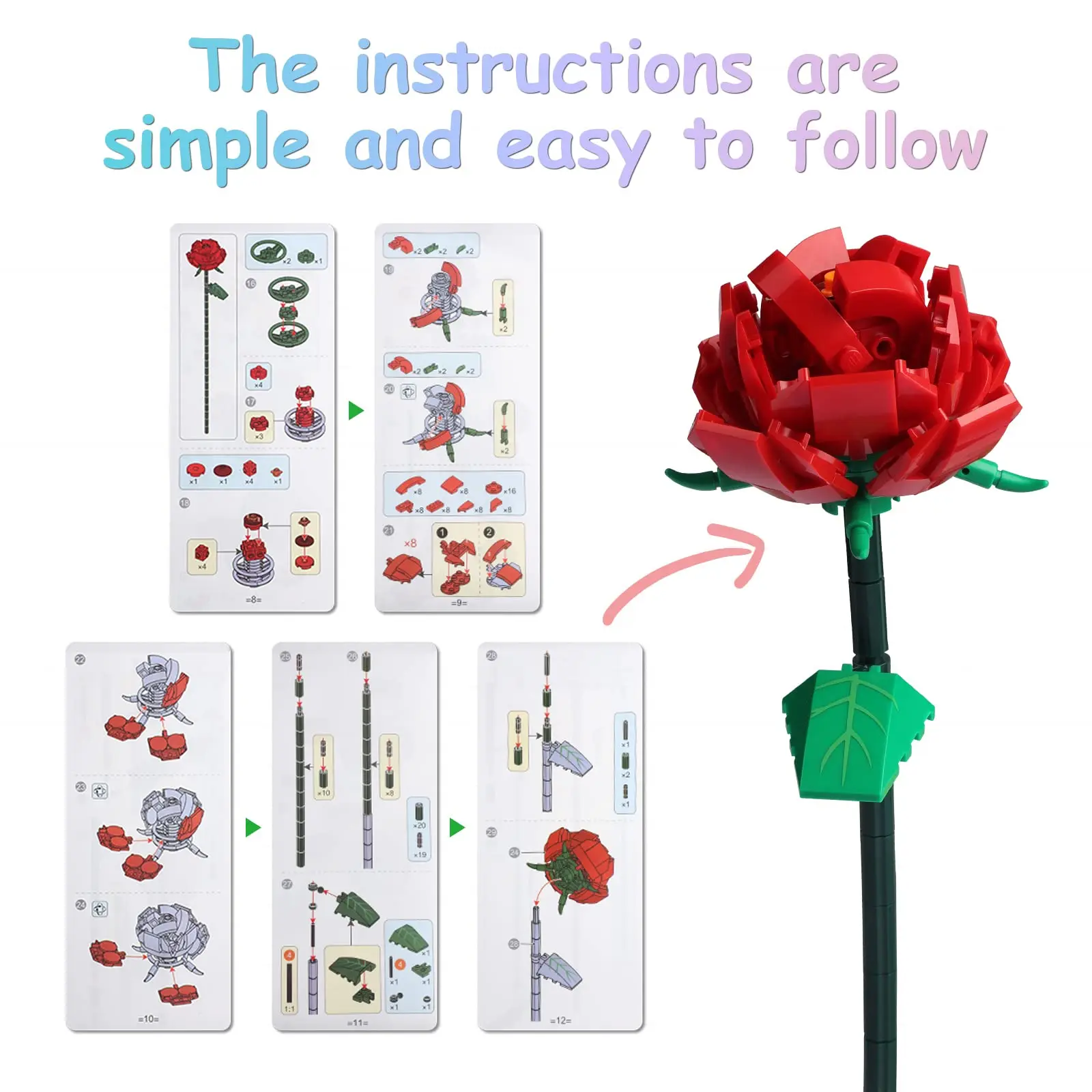 Seyaom Flowers Bouquet Sets Compatible with Lego, Artificial Flowers  Building Kits for Gifts, DIY Bouquet Building Bricks Toy for