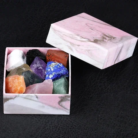 

Natural Crystal Gem Chakra Healing Stones, Quartz minerals, Home Items, Children's Gift Decorative Boxes, Collection Boxes