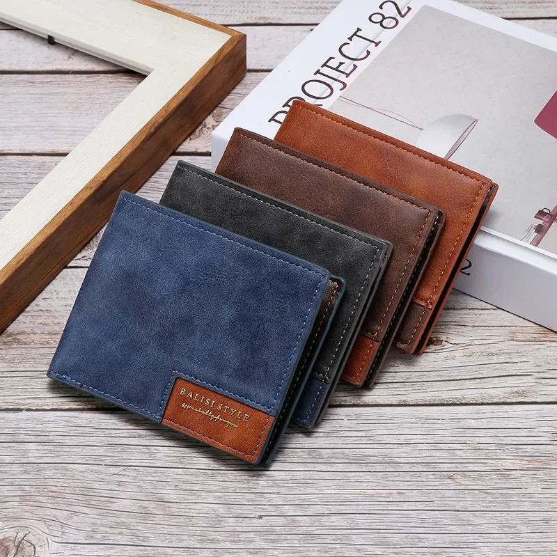 

New Vintage Frosted Short Men's Wallet Youth Horizontal Can Hold The Driver's License Card Integrated Wallet