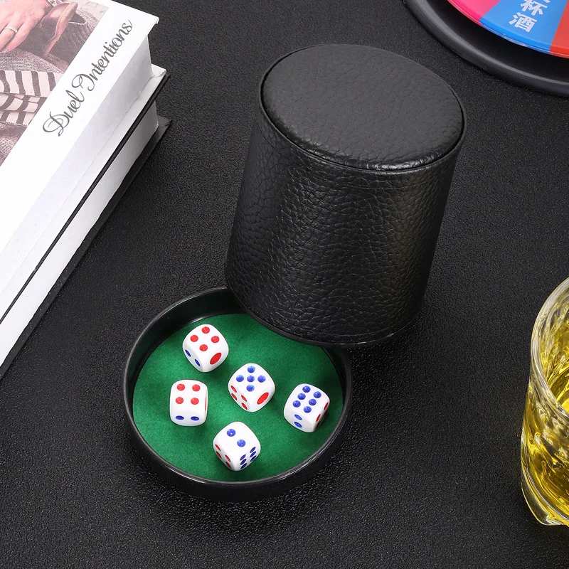 Velvet Silencer Leather Sieve Cup Dice Set Bar Silent Sieve Cup With Base Dice 1Pcs