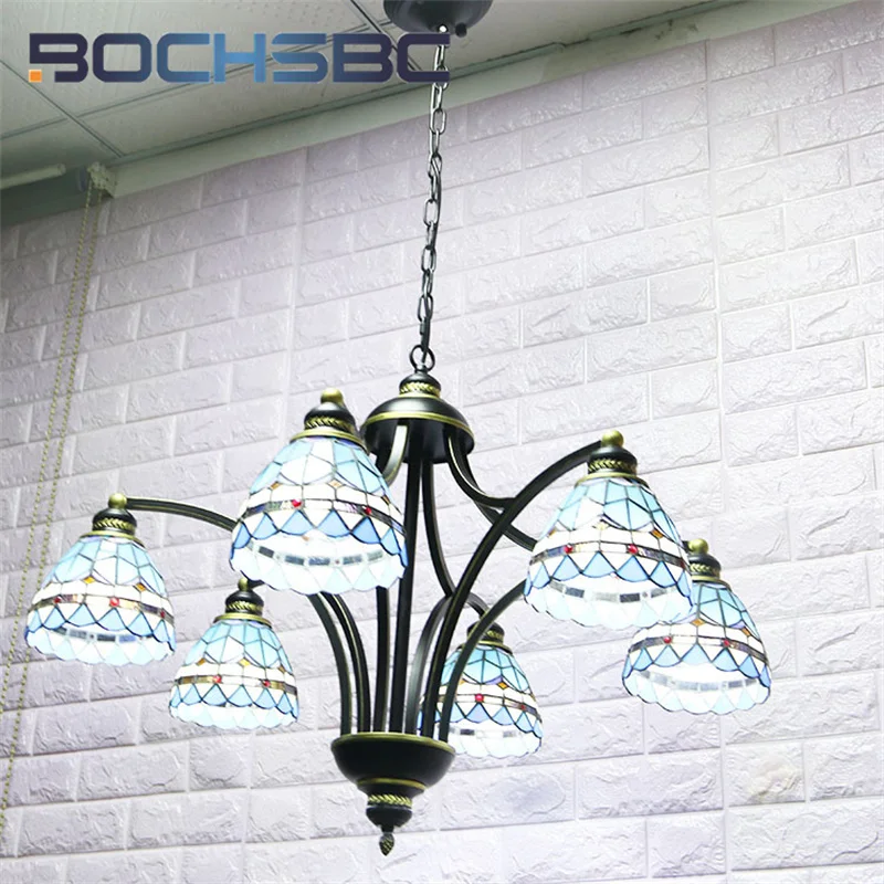 

BOCHSBC Tiffany Vintage pendant lamp Mediterranean country style decor hotel living room study bedroom overhead light