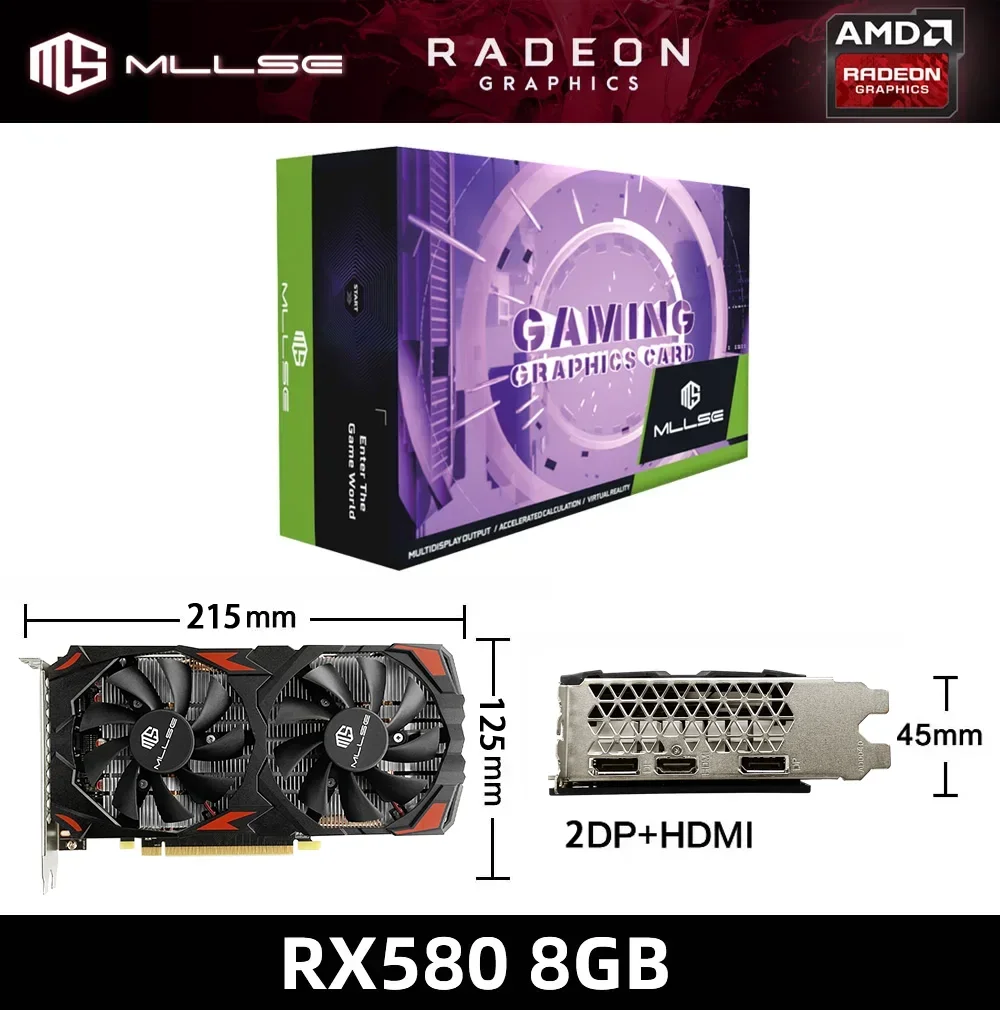 グラフィックボード・グラボ・ビデオカード MLLSE AMD RX 580 8GB 2048SP gaming grap グラフィックボード・グラボ・ビデオカード MLLSE AMD RX 580