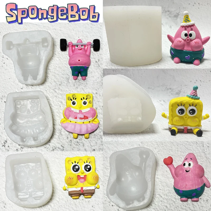 3D Spongebob Patrick Star Mold Cartoon Anime Stampi Per Candele In Silicone Kid Fai Da Te Sapone Fatto A Mano Gesso Ice Cube Cake Making Tool Regalo
