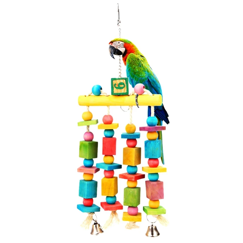 Bird Parrot Toy Chewing Bite Cage Hanging Accessories Swing Climb Chew Toys Parakeet Climbing Bird Standing Branches Toys 3
