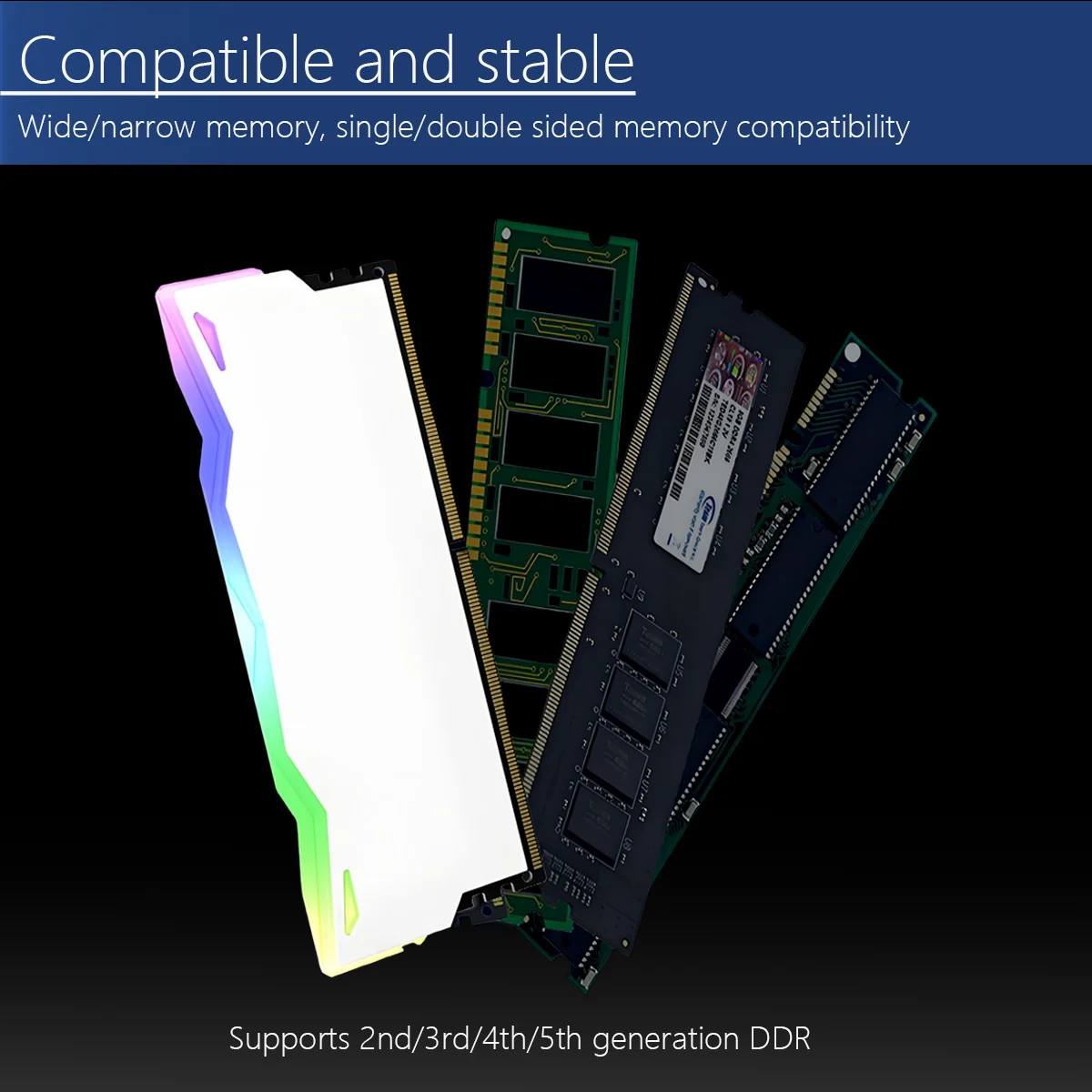 TUMMASTER 5V 3-PIN ARGB PC Memory Heatsink RAM Cooling Vest for Desktop Computer Memory DDR2/3/4/5 — view 3