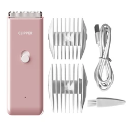 Rechargeable Cordless Pet Hair Trimmer - Low Noise Professional Grooming Clippers (Pink)