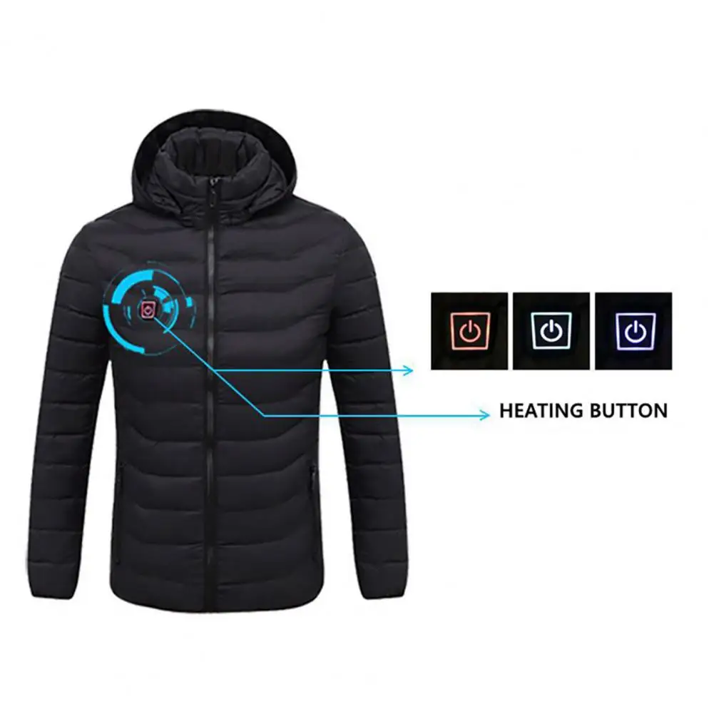 

2023 NWE Men Winter Warm USB Heating Jackets Smart Thermostat Pure Color Hooded Heated Clothing Waterproof Warm Jackets