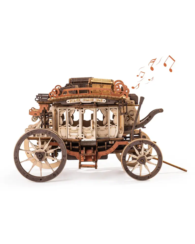 Wooden Stagecoach Music Box 3D Puzzle Kit