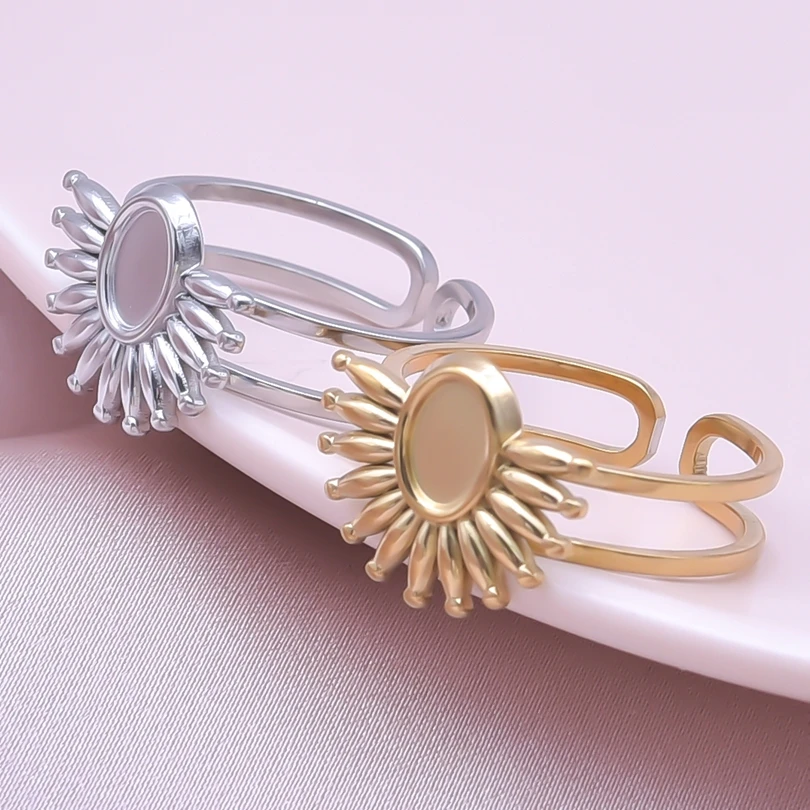 Stainless Steel DIY Rings 6PCS for Women Jewelry Accessories 18K Gold Plated Trendy Jewelry Gift for Girls