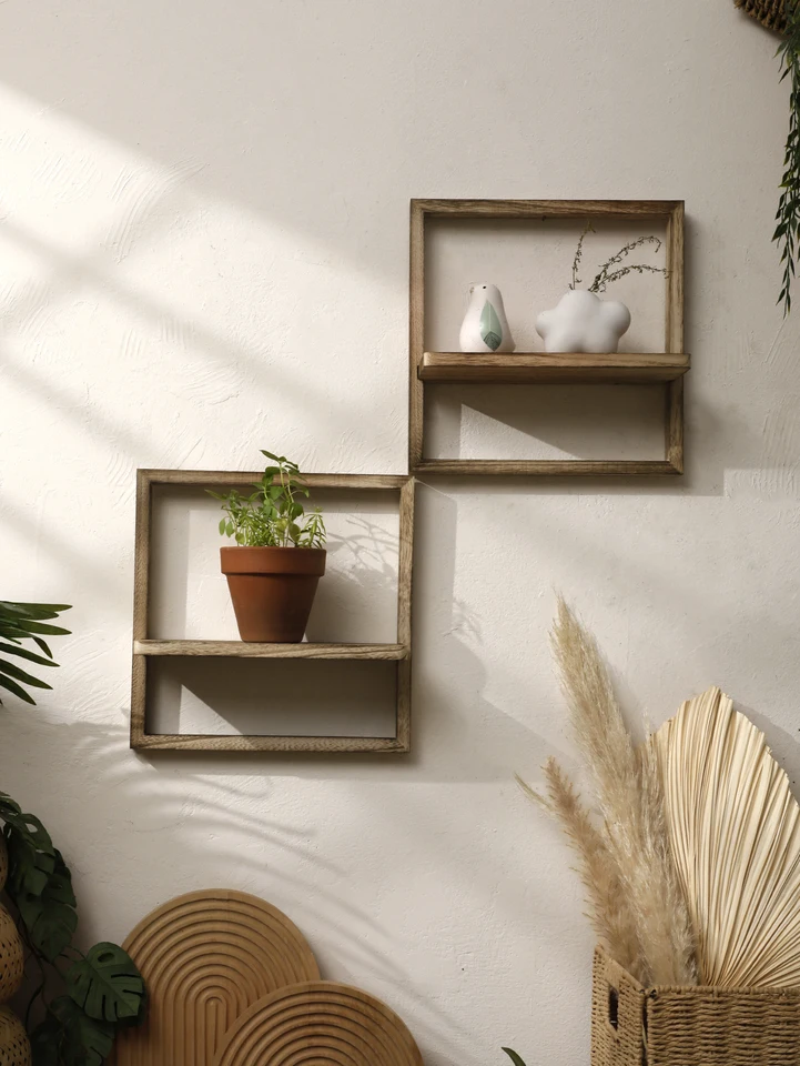 Juego De 5 Estantes Flotantes De Madera Rústica Para Dormitorio Y Juego De 5 Estantes Flotantes De Madera Rústica Para Dormitorio Y