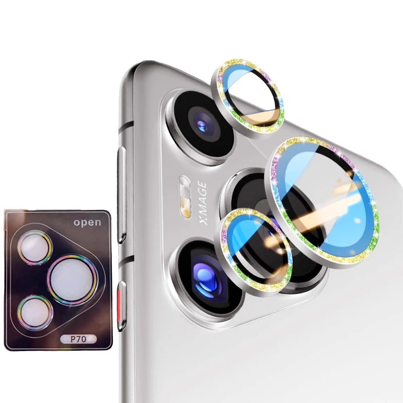 Glitter Ring Tempered Glass Camera Lens Protector, Bling Back Cover Lens Cap