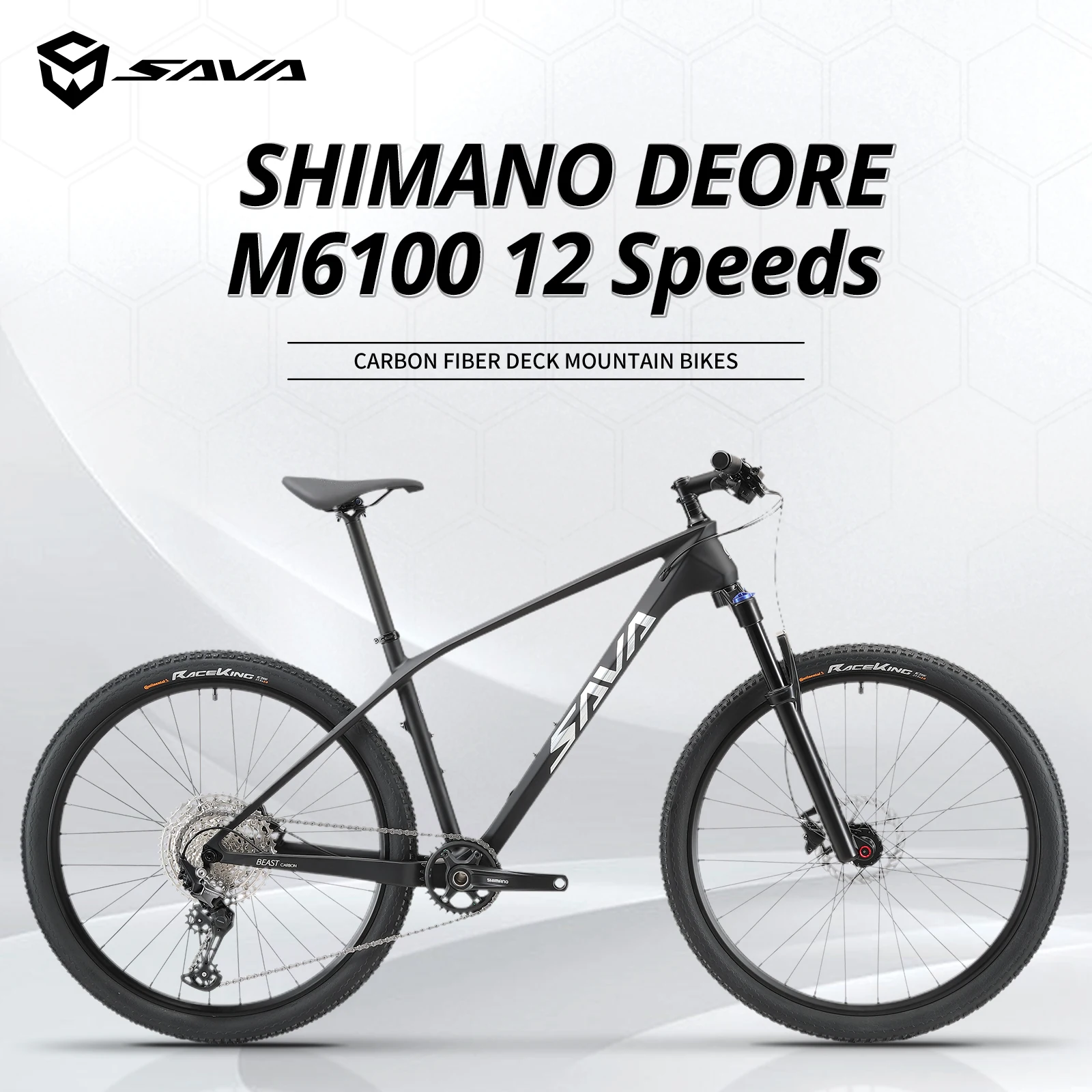SAVA Carbon Fiber Mountain Bike With Shimano Deore M6100, 12