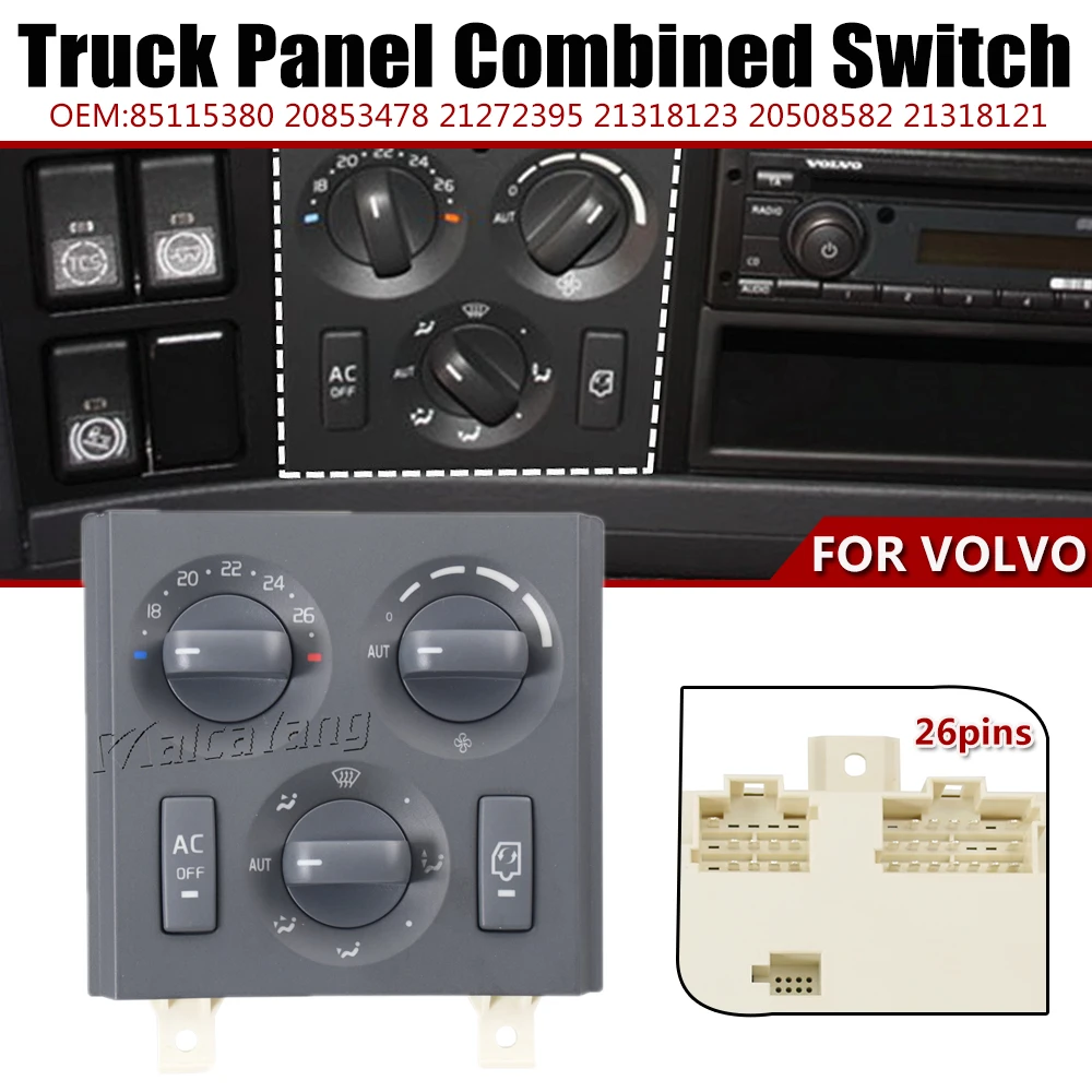 Truck Air Conditioner Heating Control Unit Combined Switch 21318121 For Volvo Truck FM FH 85115380 20853478 21272395 21318123