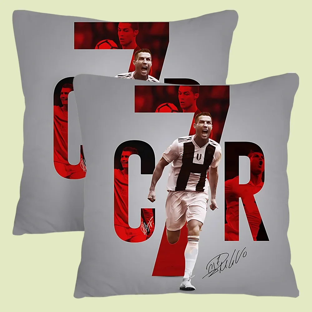 CR7 Pillow Covers Cartoon Cristiano Ronaldo Sofa Decorative Home Double-sided Printing Short Plush Cute Cushion Cover