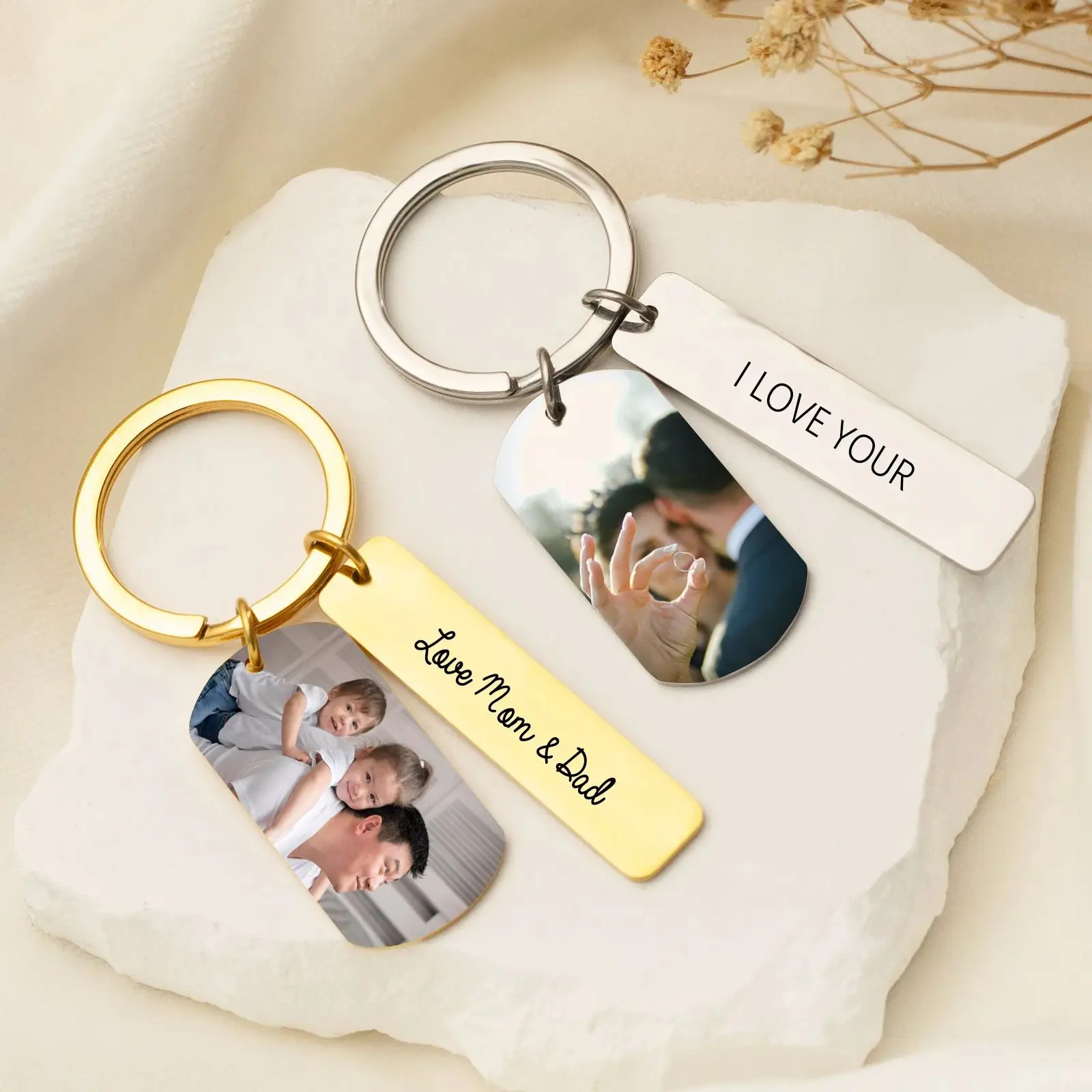 Custom Text Photo Keychain Personalized Picture Keychain Friendship Boyfriend Bridesmaid's Gift Birthday Jewelry for Mom