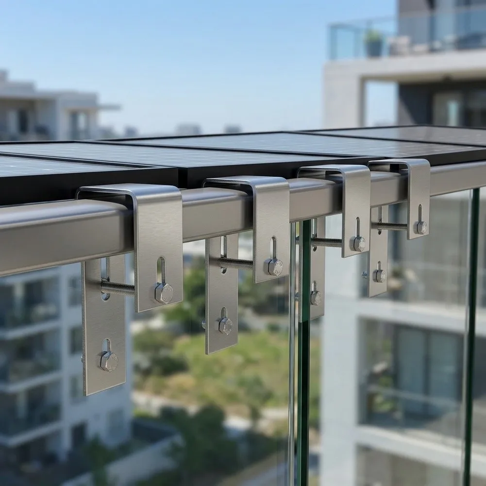 Everything Is Solar 4-Pcs Solar Panel Hooks For Balcony Railing Mounts Adjustable PV Brackets Fit 5cm Rail Weatherproof Kit For Home RV Boat Flat - Image 4