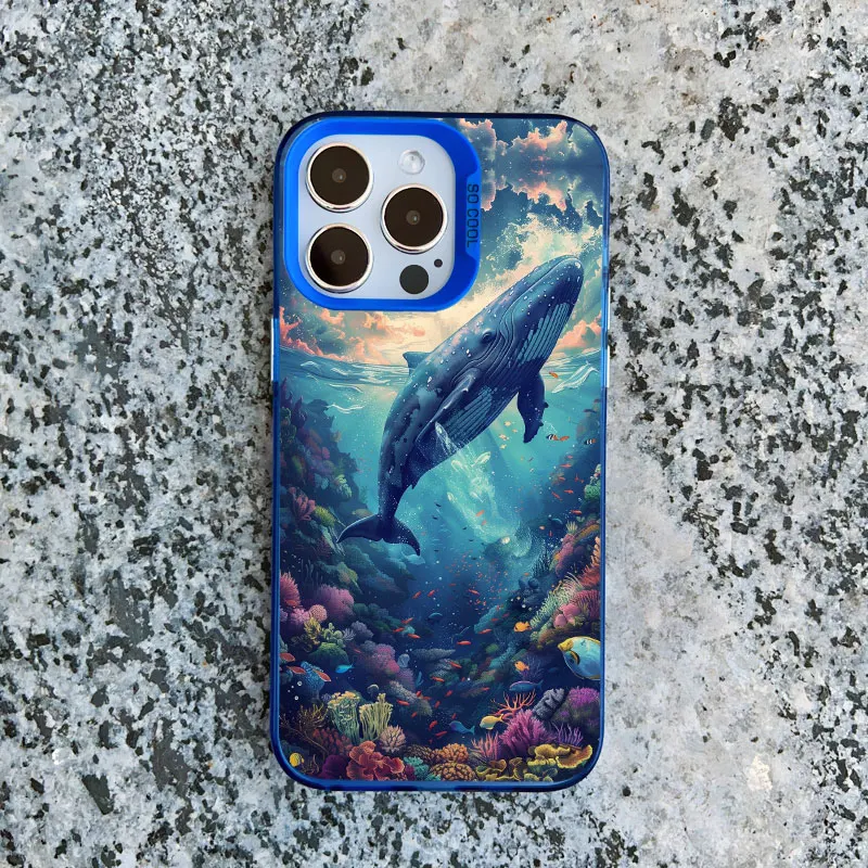 Space Ocean Whale Shark Swimming Phone Case - Shockproof Laser Design  Shell