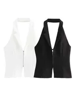 2025 Women Sexy Backless Strapless Halter Corset Tops Side Zipper Lady Slim Camis Female Solid Chic Tops