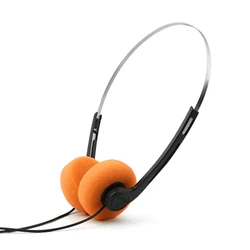 Vintage Wired Retro Over - Ear Headphones with Underwire Design (Orange)