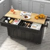 55" Kitchen Cart with Wood Top and Drop Leaf Breakfast Bar, Rolling Mobile Kitchen Island Table on Wheels with Drawer 5