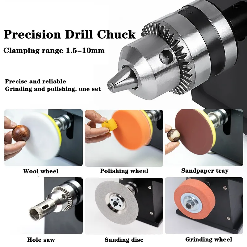 220V 2500W 5 IN 1 Multifunctional Desktop Polishing Machine Jade Carving Grinding Cutting Machine Round Bead Punching