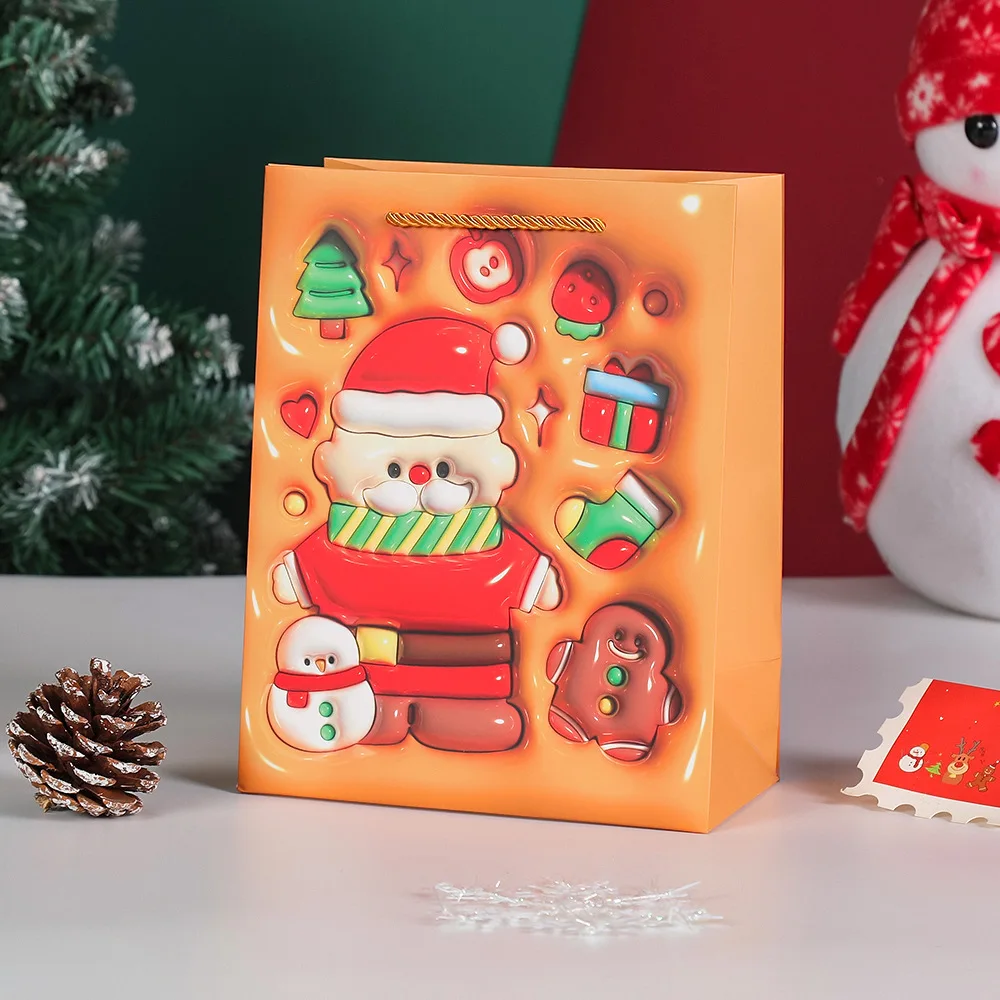 3D Christmas Handbag High-Quality Christmas Paper Bag Creative Cartoon Santa Gift Packaging Bag For Holiday New Year 2026
