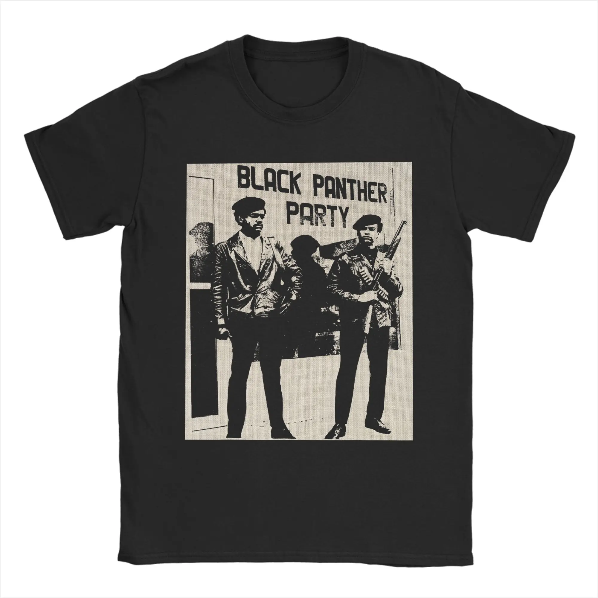 Herren-T-Shirt Black Panther Party, einzigartige T-Shirts aus reiner Baumwolle, kurzärmelige T-Shirts mit Rundhalsausschnitt für Erwachsene