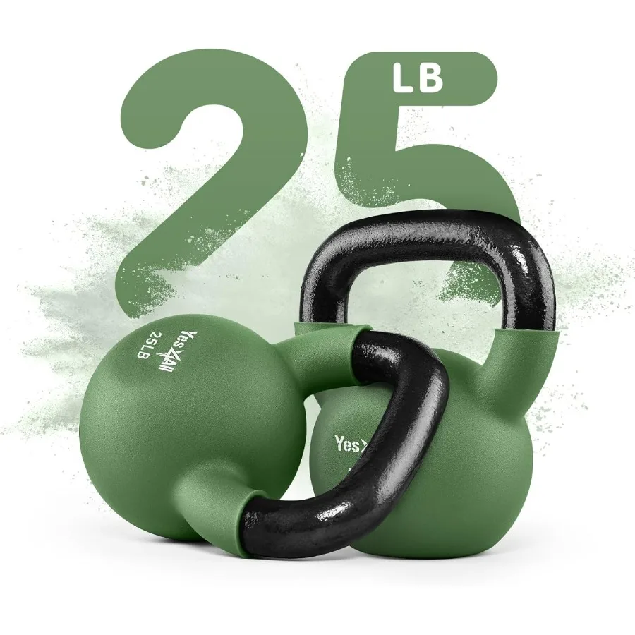 Kettlebell, 5-65 LB Neoprene Coated Cast Iron Kettlebells, Wide Grip Handle & Flat Bottom for Swings, Squats, Deadlifts, Push Up