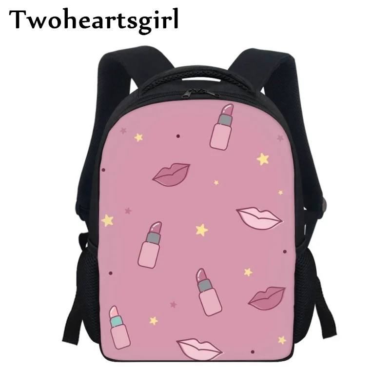 

Twoheartsgirl Cartoon Lipstick Baby Girls Backpacks Kindergarten Children Mini School Bag Elementary School Kid Schoolbag Zipper