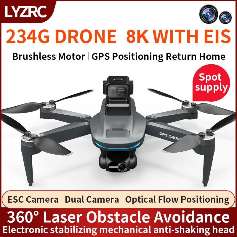 2025 L200 Pro Max GPS Drone 5KM 8K Professional HD Dual Camera 2-Axis Gimbal Obstacle Avoidance Brushless Foldable RC Quadcopter