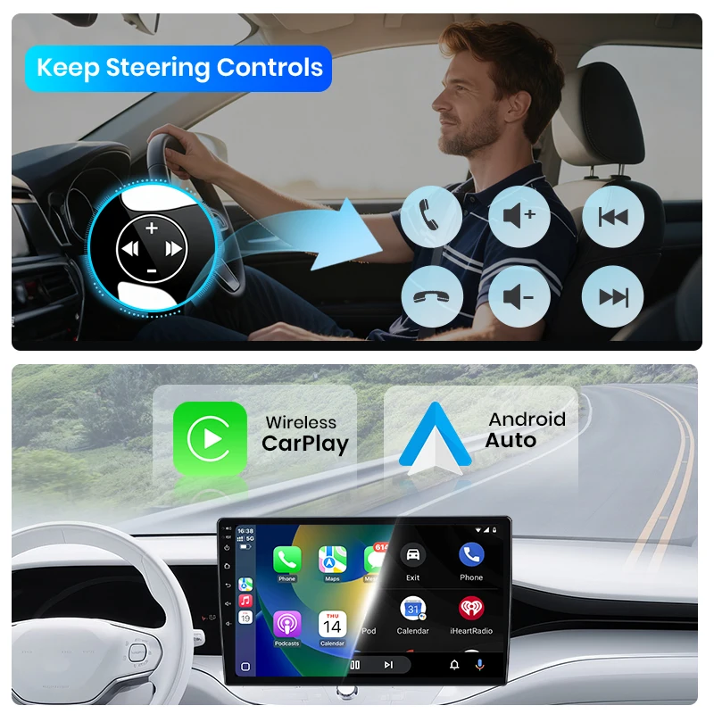 Radio para coche Junsun con CarPlay inalámbrico y Android Auto para Audi A3 / S3 / RS3 (8P) 2003-2013, ventilador de refrigeración integrado, navegación GPS Android, reproductor multimedia, WiFi, DSP, RDS, BT, SWC, pantalla táctil IPS, autorradio, reproductor de vídeo, unidad principal estéreo. 3