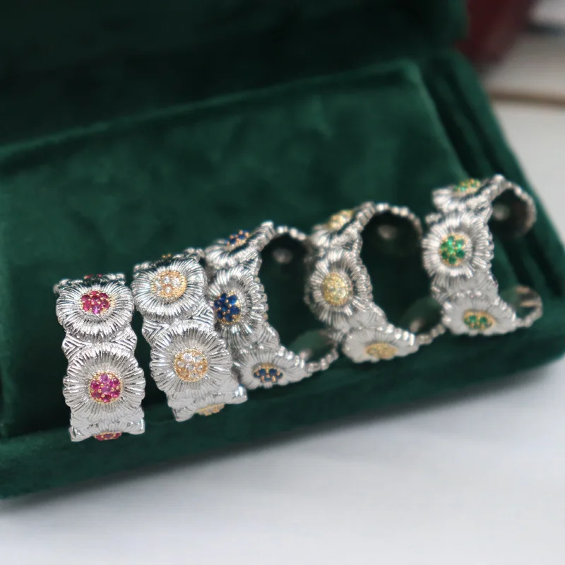 Cute Daisy Flower Ring for Women Sweet Korean Gold Plated Open Rings Lady's Luxury Jewelry Set Gift