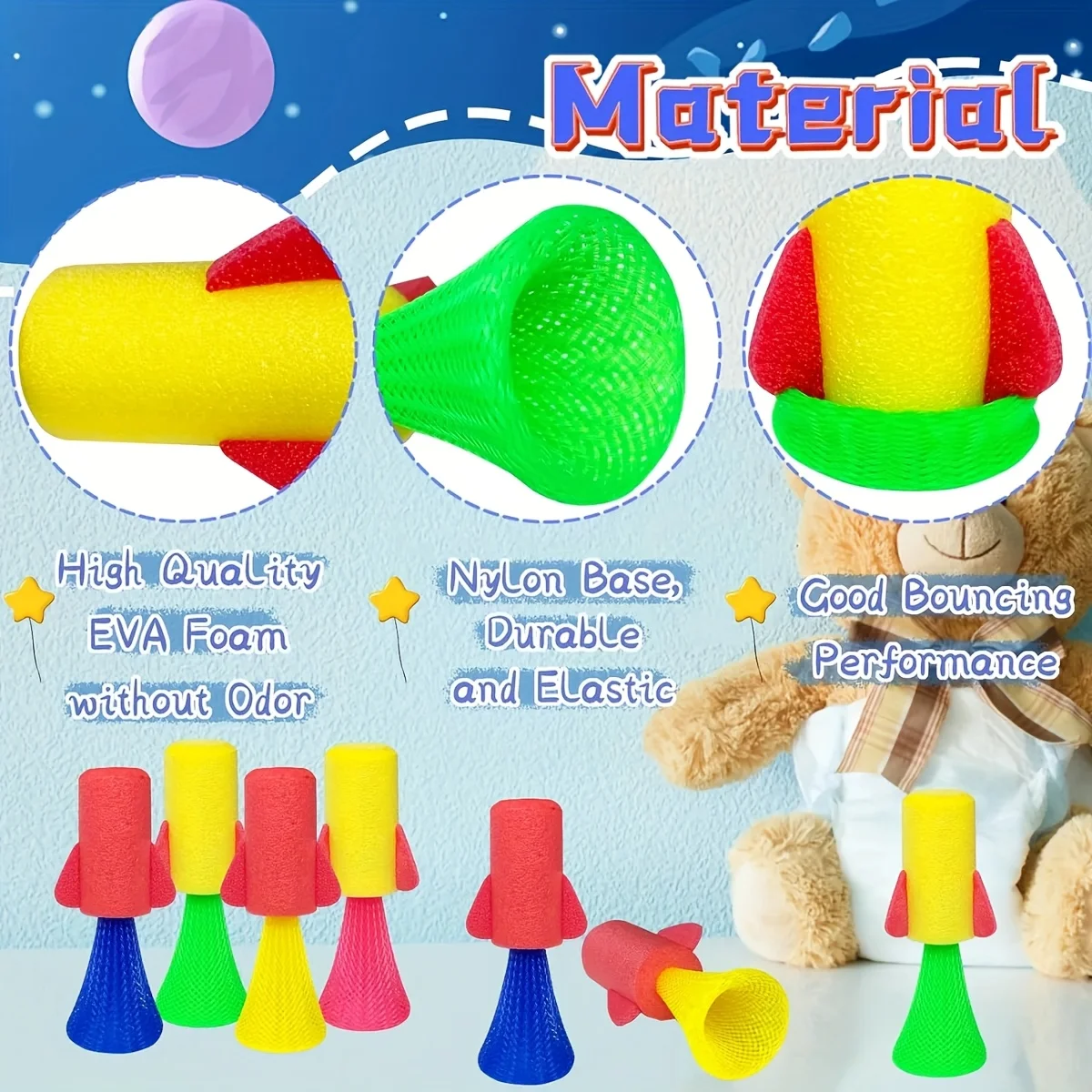 Colorful Popper Rocket Toys for Kids - Jumping Launcher Set for Parties, Goodie Bags, and Classroom Rewards
