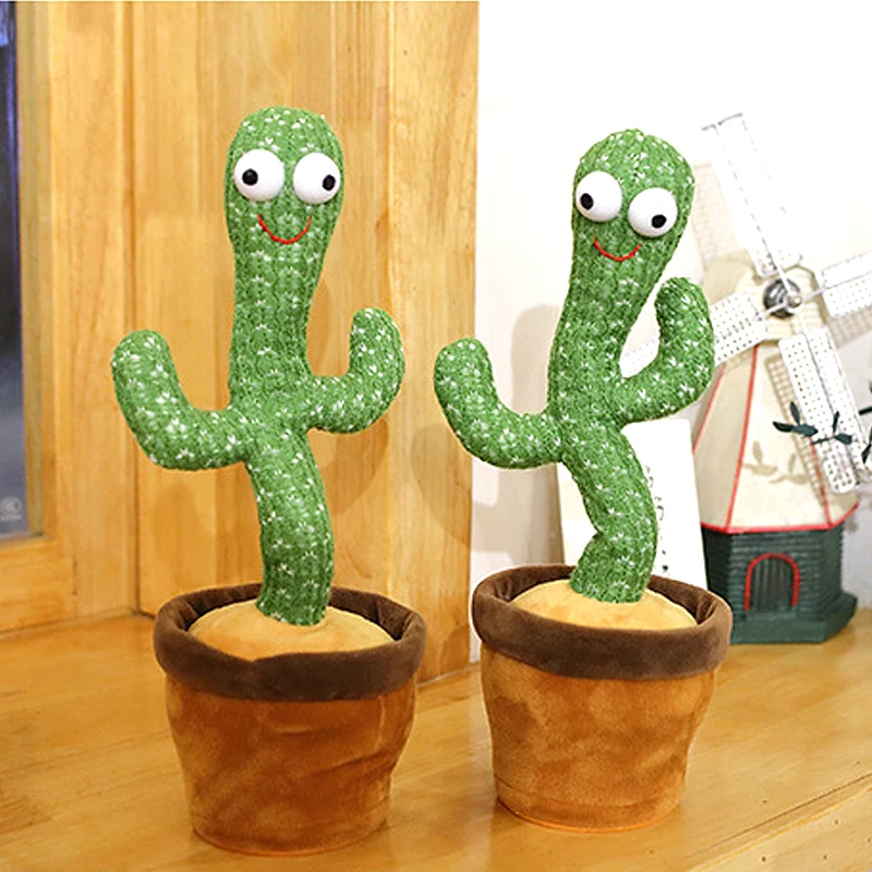 Bluetooth Dancing Cactus Repeat What You Said Usb Charging Voice Record Toy Speaker Talking Plushie Stuffed Toys for Kids Gift