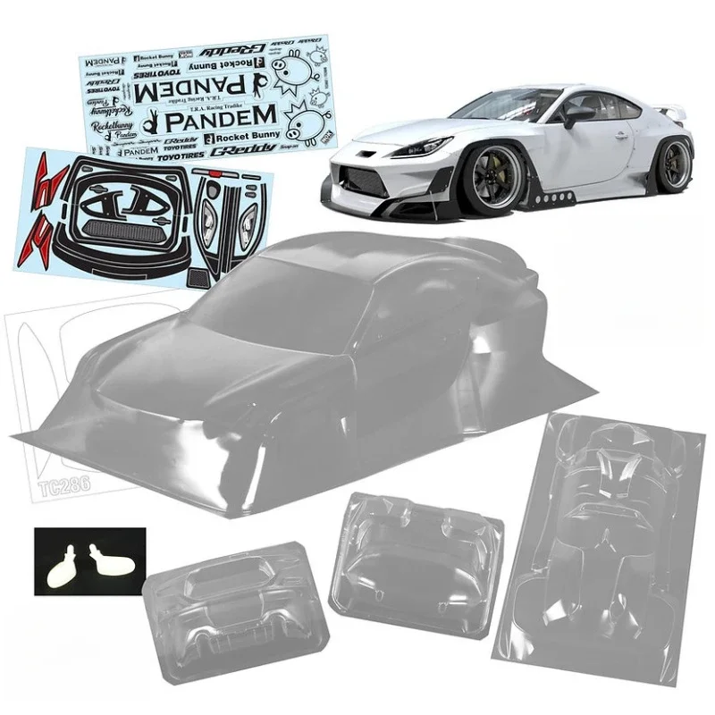 

Scale 1/10 GR86 Clear Body shell With Rear spoiler + Light Buckles and Mirrors + decal for RC Drift car Tamiya tt02 tt01 Chassis
