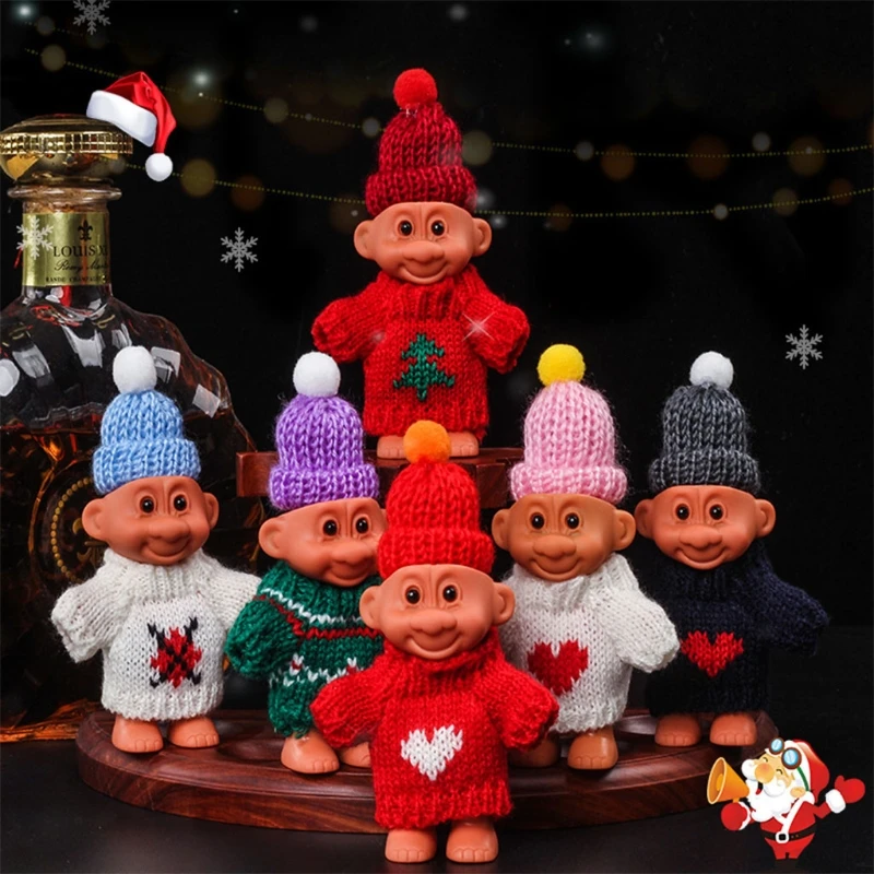 Mini Troll for Doll Protective for Case Cartoon Cover with Wool Costume & Hat Smoking Accessory Men
