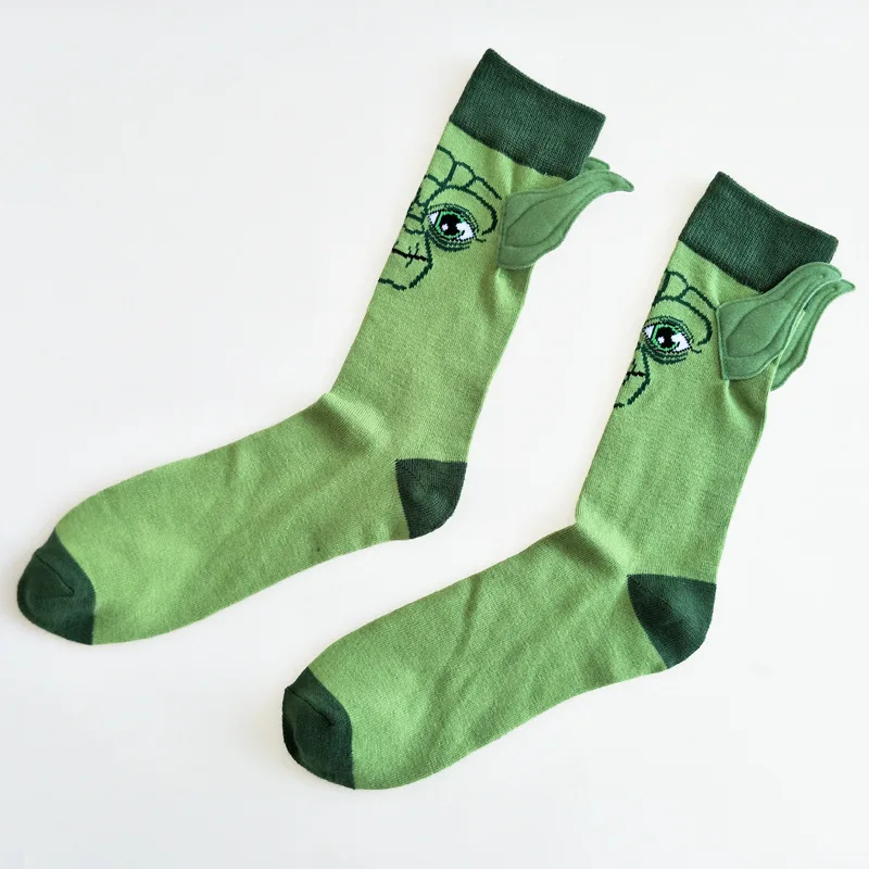Personalized Funny and Interesting European and American Mid-Calf Sports Socks, New Design with Cartoon Yoda Master Men\'s Socks