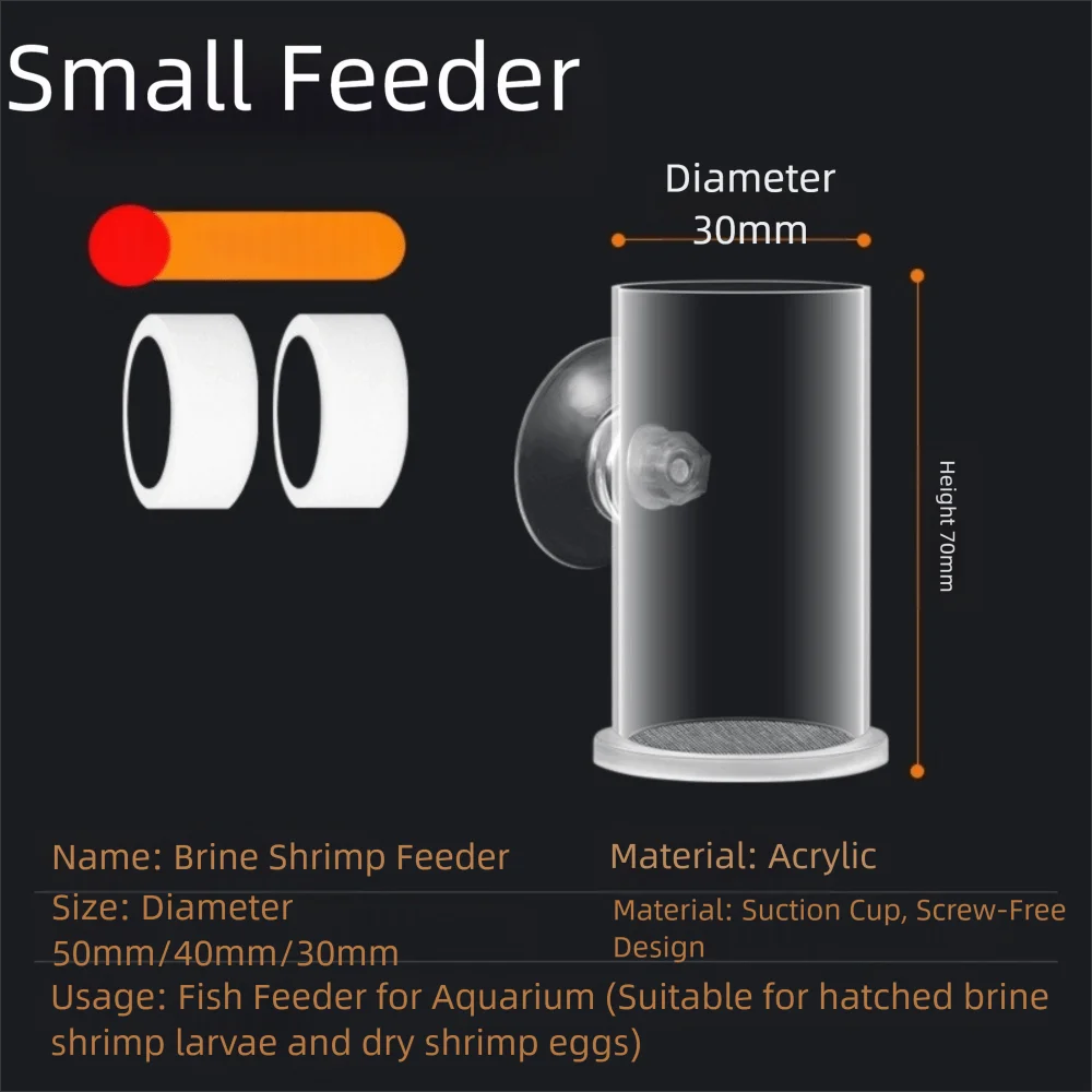 Acrylic Transparent Fish Feeder with Suction Cup for Aquariums