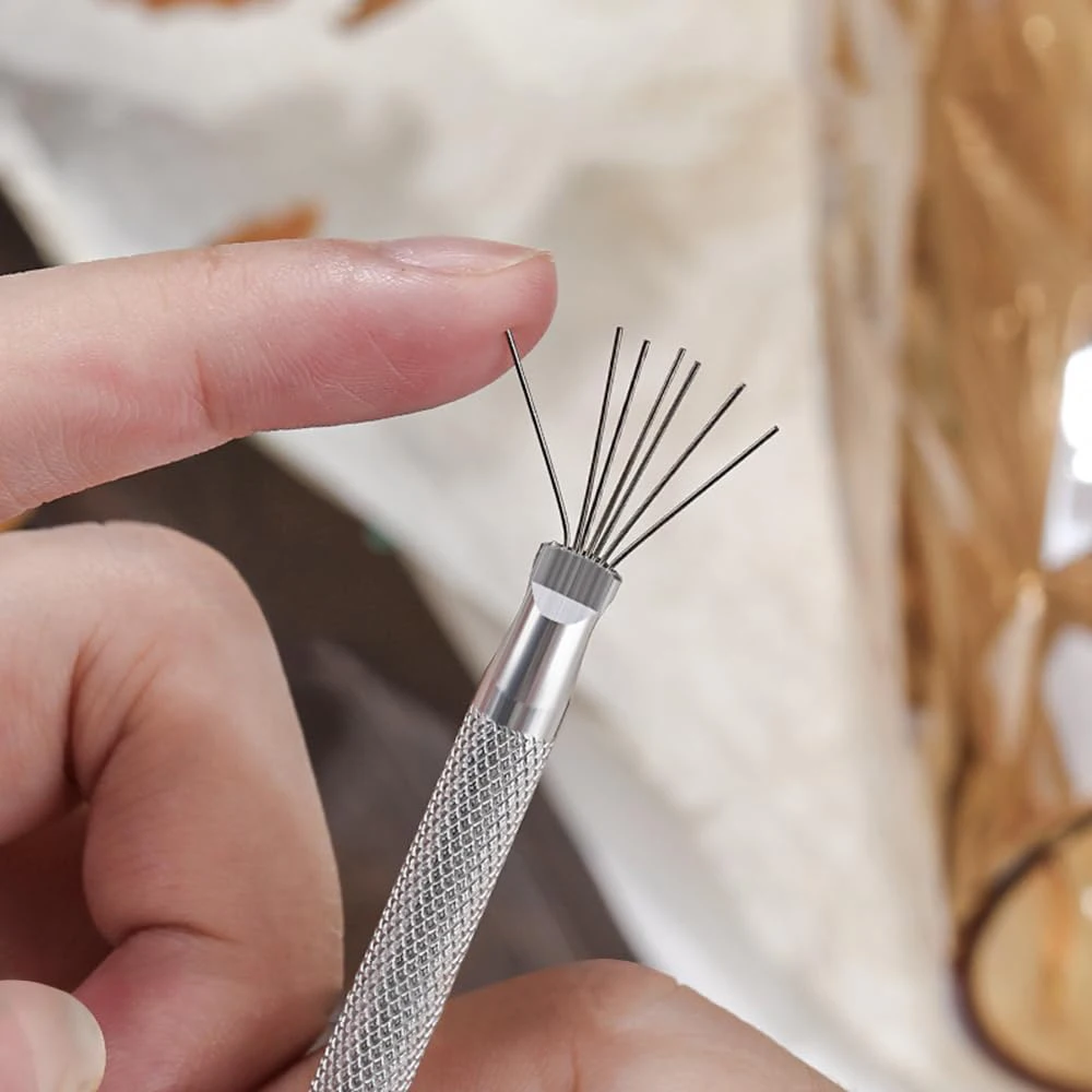 Nail Art Pens Nail Art Brushes Nail Brushes Nail Art Tools Gel Nail Tools 7-pin Nail Liner Stainless Steel Stripe Lines Bendable Pins Ultra-thin Line Brush Gel Painting
