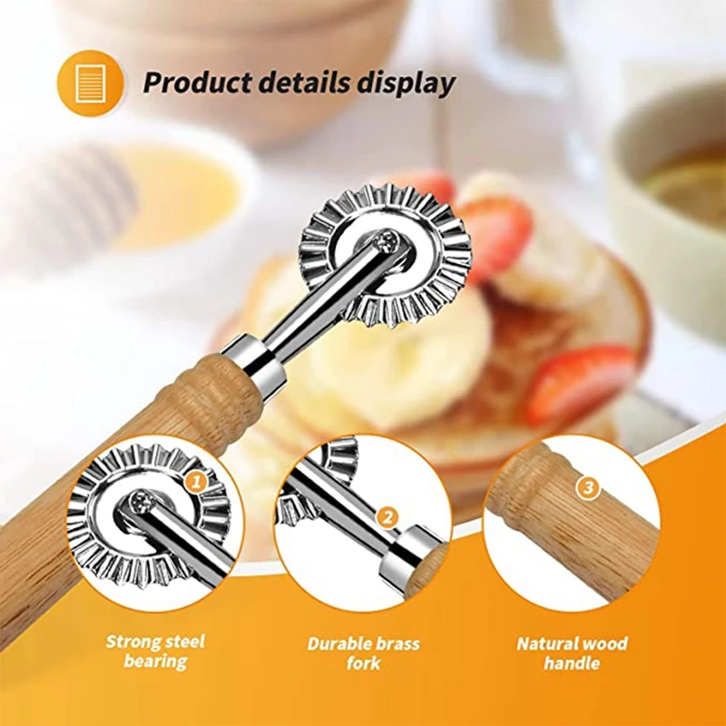 Description Picture 3 of item1Pcs Dumpling Embossing Side Embossed Biscuit Mold Pasta Hand-cutting Machine Baking Pastry Decor Cookie Mould Roll Wheel Tools